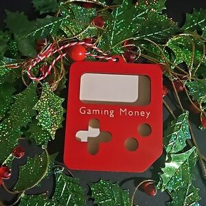 Wooden 🎁 Gaming Money Red Ornament Money / Bill Holder NWOT
